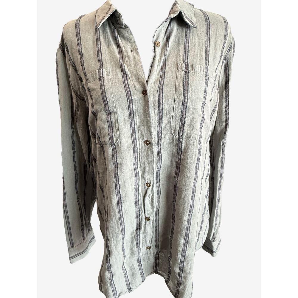 Free People Size Large 100% Cotton Long Sleeve Button Up Top